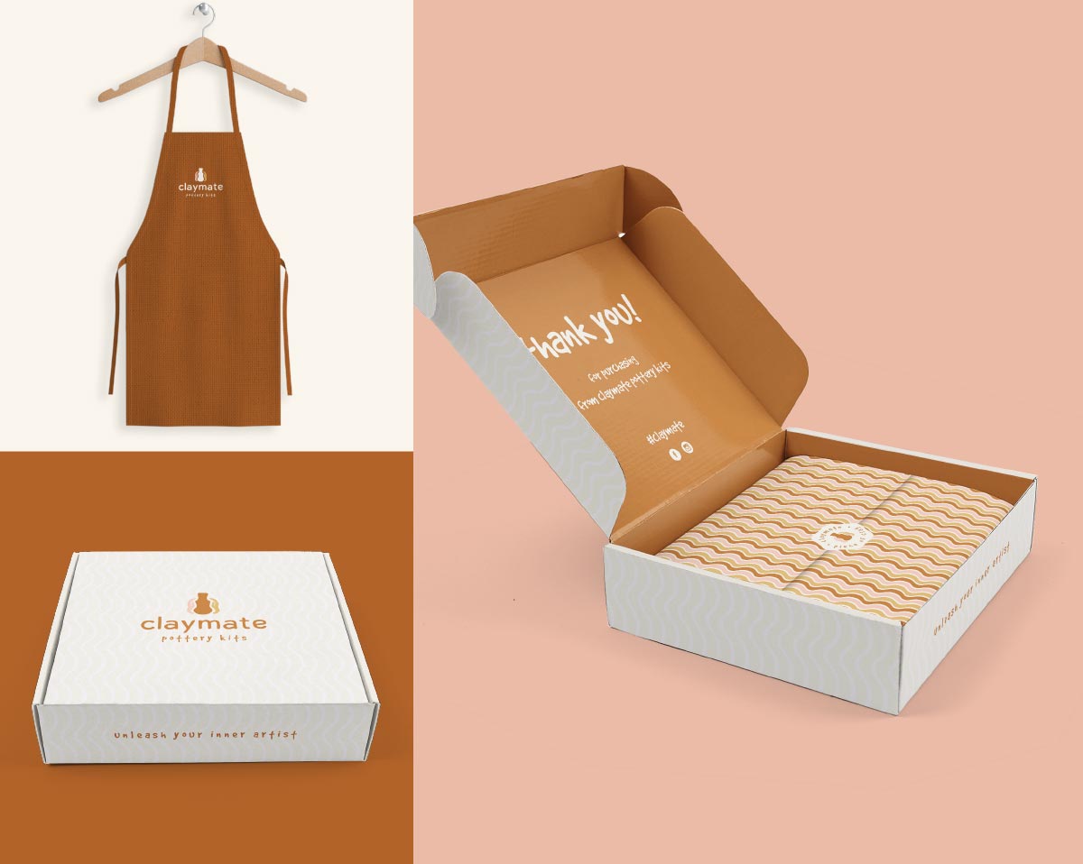 Claymate packaging and apron